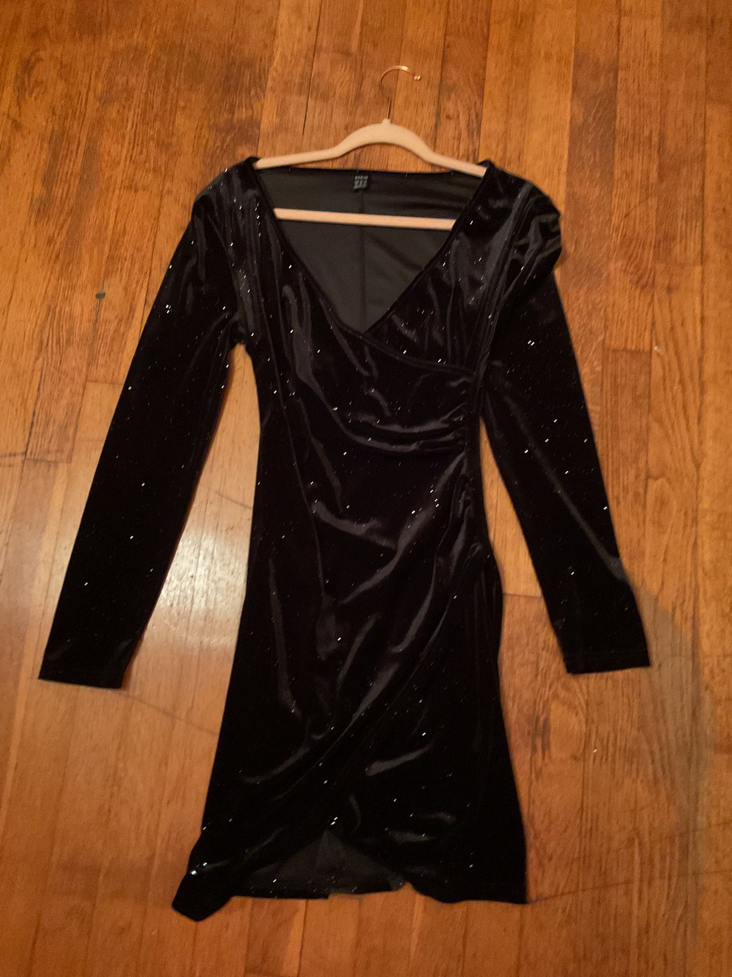 black glitter long formal dress
