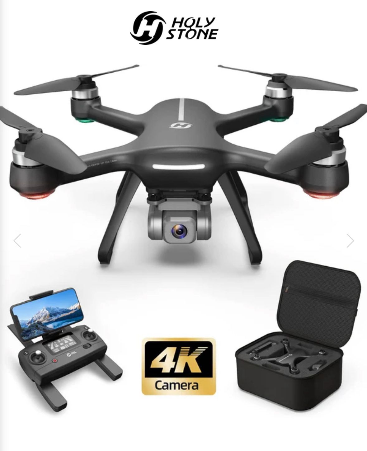 Holy Stone HS700E 4K UHD Drone with ElS Anti Shake 130°FOV Camera for Adults, GPS Quadcopter with 5GHz FPV Transmission, Brushless Motor, Easy Auto Re