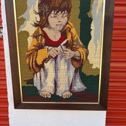 Vintage French "Sciuscia" Needlepoint 21"x29"