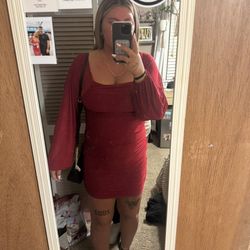 Red midi dress