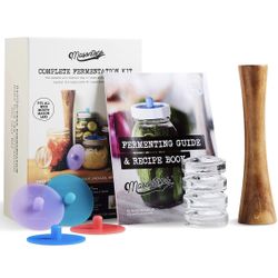 Masontops Complete Mason Jar Fermentation Kit - Easy Wide Mouth Jars Vegetable Fermenting Set - DIY Equipment Essentials