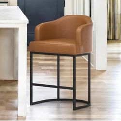 Crystal Yellowish-Black 26 in. Counter Height Fabric Upholstered Bar Stool Kitchen Island Stool With Black Metal Frame  Brand new in box - Assembly is