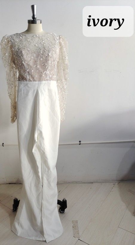 Sparkle Illusion Satin Wedding Jumpsuit
