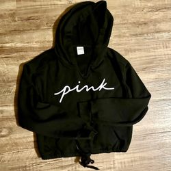 PINK Fleece Cropped  Hoodie