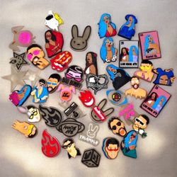 43pc Glow on the dark BadBunny Croc Charms & a few KarolG Selling all together