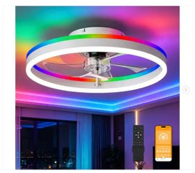 20 in. Smart Indoor Ceiling Fans with Lights and Remote, LED Low Profile Ceiling Fan - New