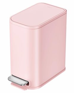 Modern Pink Bathroom Trash Can w/ Soft Close Lid & Step Pedal – 5L Stainless Steel