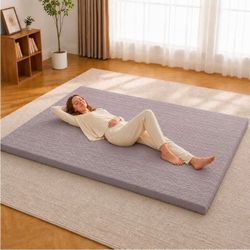 Japanese Floor Mattress Futon Mattress Queen Size, 2.5" Thick Tatami Sleeping Mat, 100% Cotton