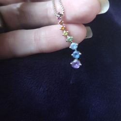 14K White Gold Natural Montana Sapphire Pendant 