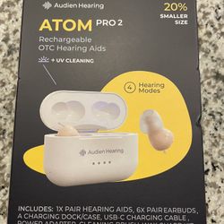 Audien Atom Pro 2 Wireless Rechargeable OTC Hearing Aid - Brand New