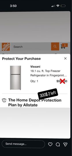 Vissani 18.1 inch w top freezer
