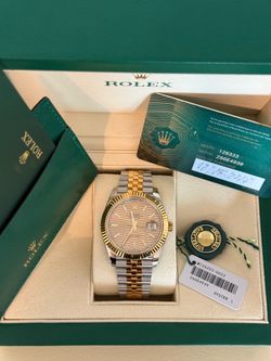 Rolex Date Just 41mm Two Tone Gold Champagne Motif Dial