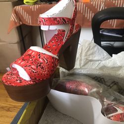 Red Bandana Carinda Heels Wedges for Sale in Los Angeles CA OfferUp