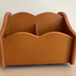 Vintage wood, male or desk, organizer or remote holder spins Lazy Susan rotates