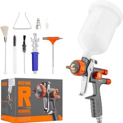 REFINE HVLP Spray Gun, Automotive Paint Gun with 1.3mm Nozzle, 600cc Cup - Forged Air Paint Sprayer for Painting Car, Suitable for Topcoat 