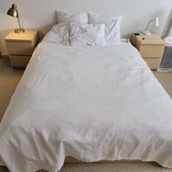 IKEA White Stained Oak Veneer Queen Bedroom Set
