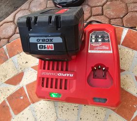 M18 Red Lithium High Output XC8.0 Battery & M12/18 Red Lithium Rapid Charger Used