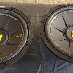 Two Kicker Comp C 12 Inch Woofers Dual Voice Coil 4 Ohm