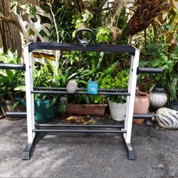 DUMBBELL / KETTLEBELL / OLYMPIC  PLATE  RACK : 10lb. DUMBBELLS & 9 LB. KETTLEBELL INCLUDED