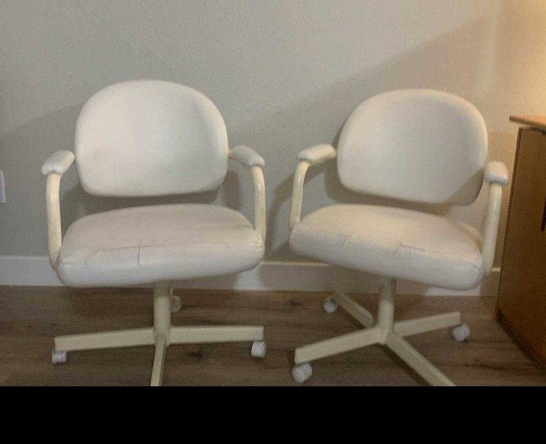 2 Sturdy Leather Chairs - Needs Patch Work