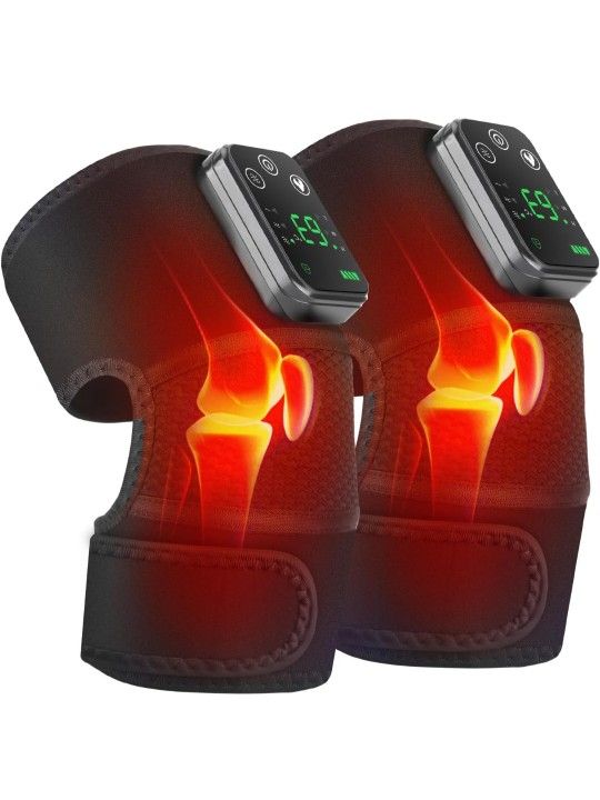 Cordless Knee Massager with Heat and Vibration, Knee Heating Pad for Knee, Heated Knee Brace, Heated Knee Massager, Heated Knee Wrap, Electric Knee Ma
