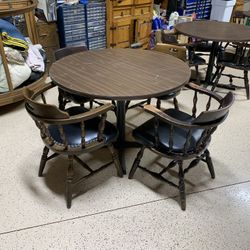 Antique Lions Club Wood Table And Chairs
