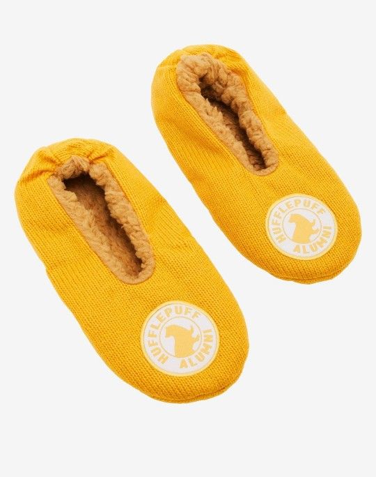 Harry Potter Hufflepuff Slipper Socks Sherpa Lined Rubber Bottms UNISEX OSFM Ft