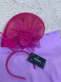 Bubbmi Hot Pink Fascinator Hat with Headband