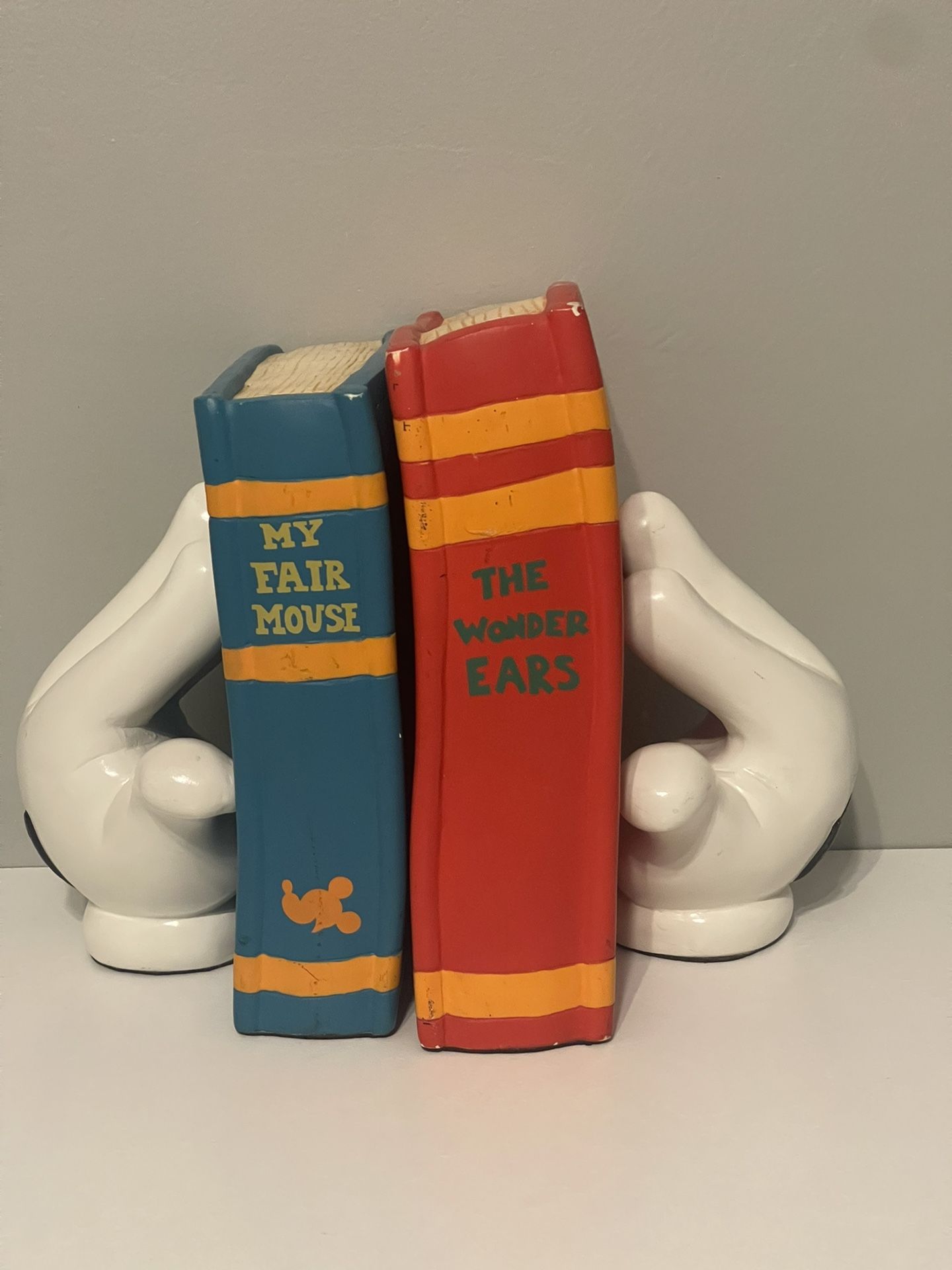 Rare Disney Mickey Mouse Bookends. Vintage “My Fair Mouse”, “The Wonder Ears”.
