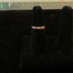 10k Band With Red And Cz Stones 37945-4