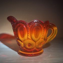 Vintage Cadmium Amberina Moon and Star L.E. Smith Glass Creamer Pitcher 
