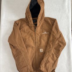 Carhartt J130 Duck Active Jacket Brown Mens Medium Hooded Like New