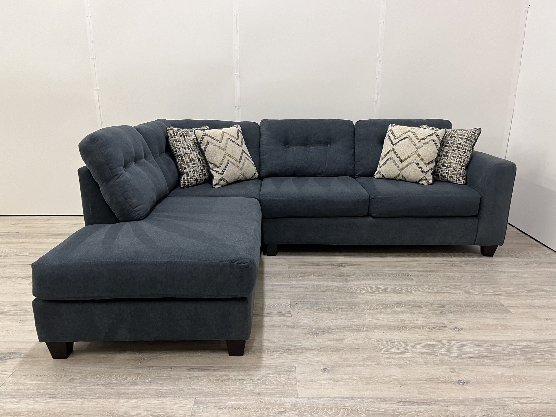 Free Delivery- Navy Sectional Couch w/ Chaise
