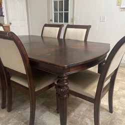 Wood Dining Table With 6 Chairs 