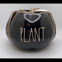 NEW Rae Dunn Black Pumpkin Planter Plant 6”
