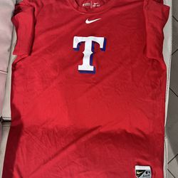 Men Size L Nike Dri-fit Athletic Tee Texas Rangers MLB 