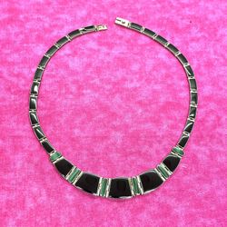 Sterling .950 Onyx & Malachite Necklace