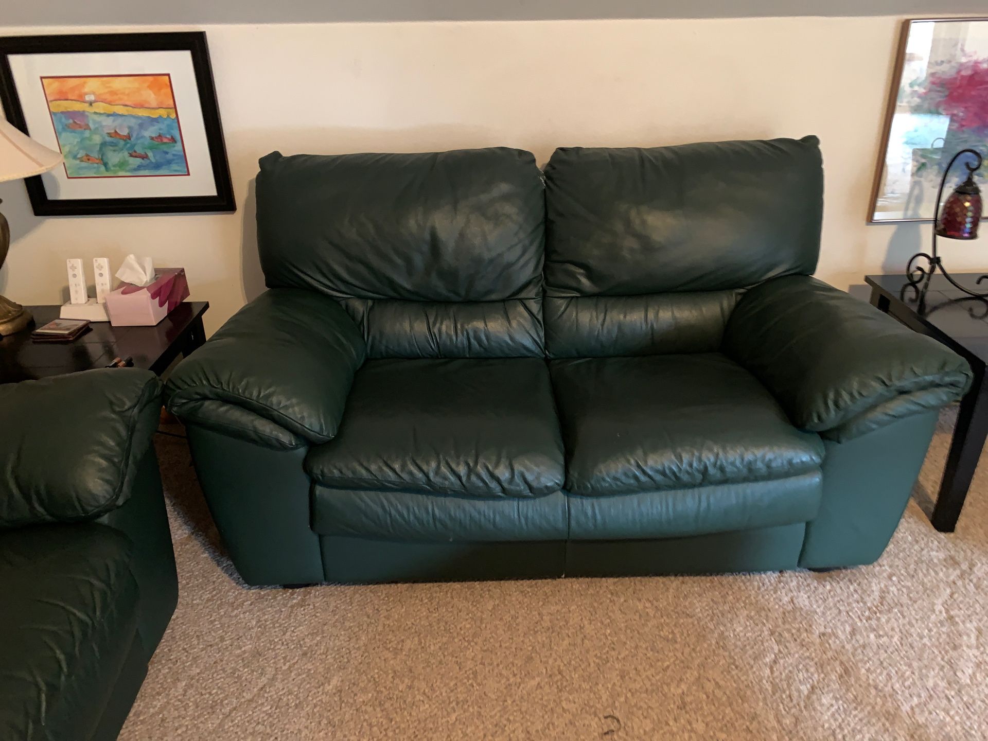 Dark Green Leather Sofa and Loveseat for Sale in Newcastle, WA OfferUp