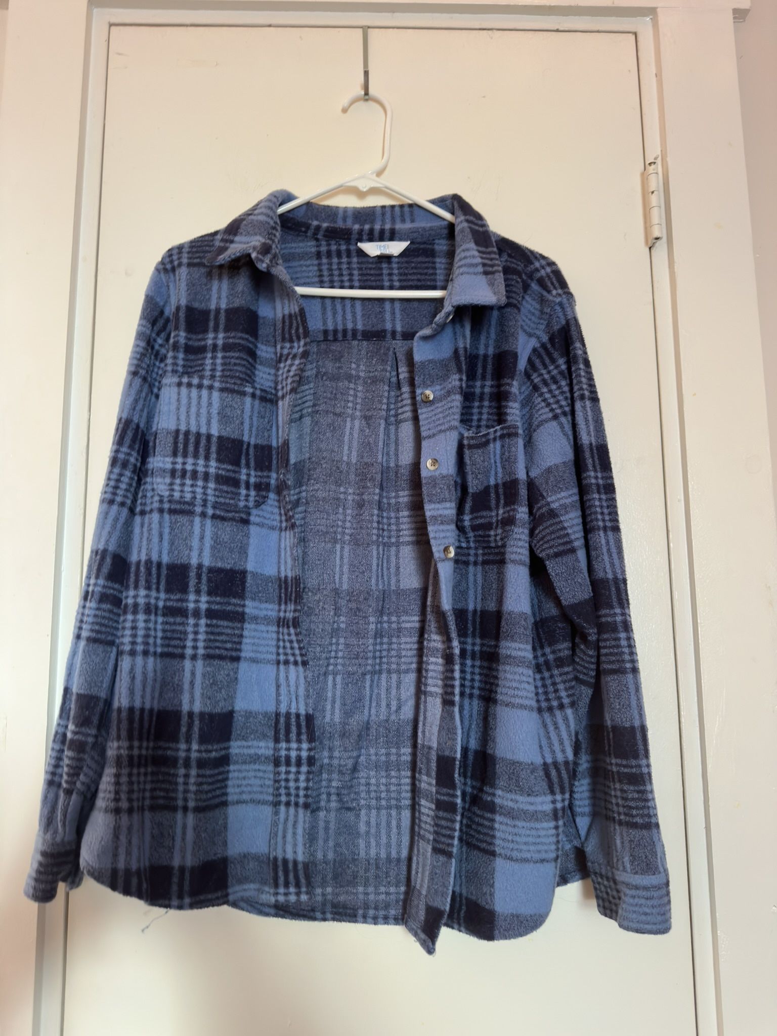 Women’s Time and Tru Navy Plaid Shirt