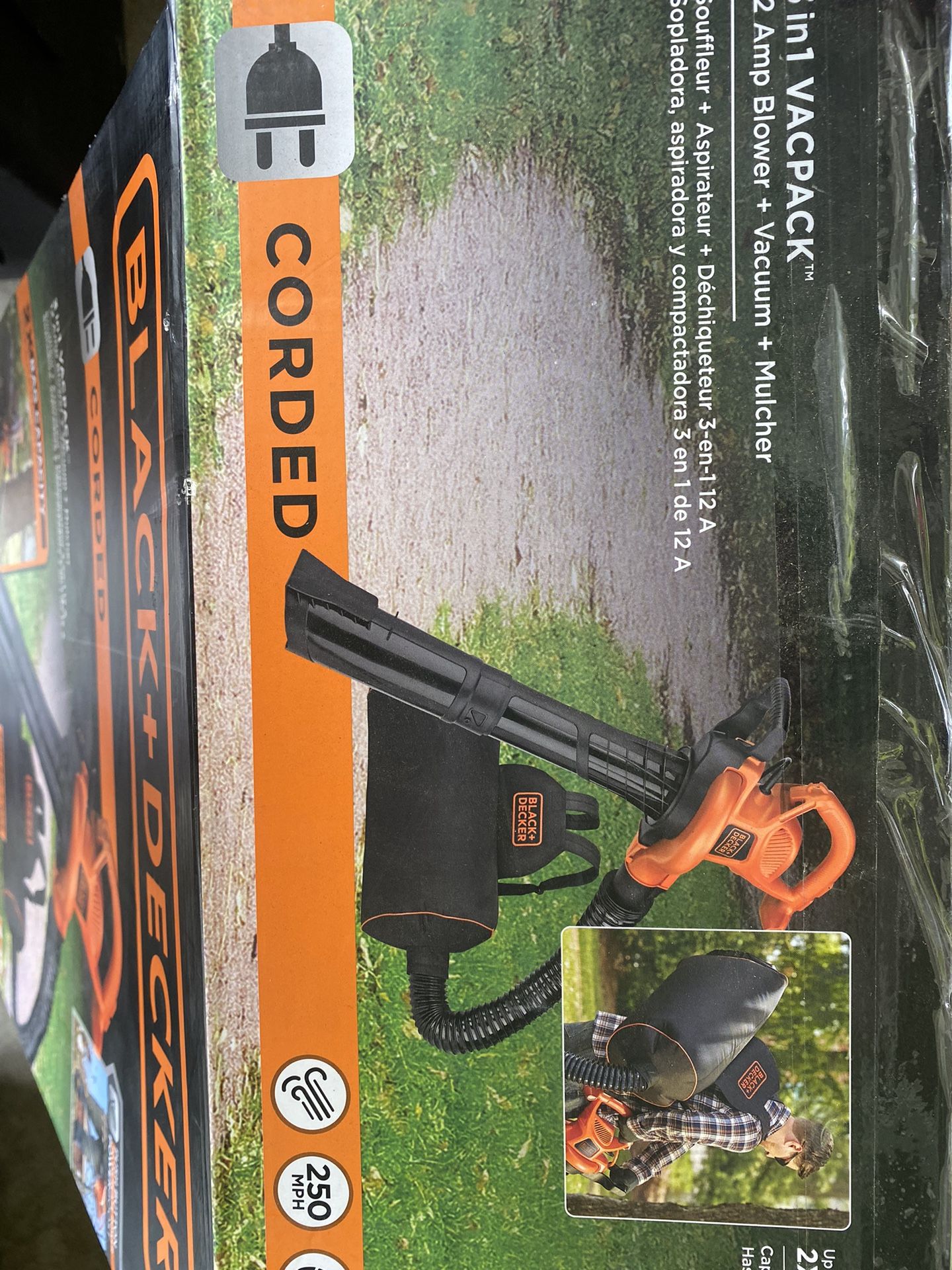 Black And Decker Corded  3 In 1 Vac Pak 12 Amp Blower, Vacuum,Mulcher