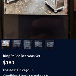 King Sz Bedroom Set 3pc Set 