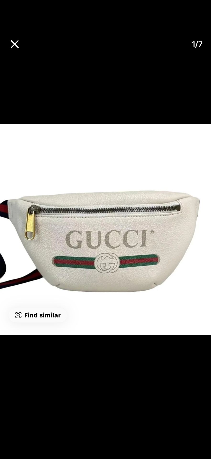 GUCCI Grained Calfskin Logo Belt Bag White Like New