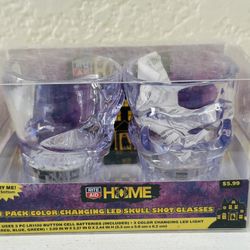 a 2-pack of color-changing LED skull shot glasses