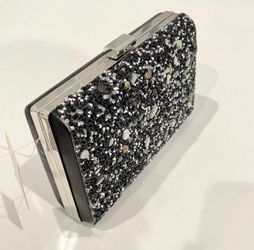 Evening Clutch Bag with Black And Silver Rhinestones