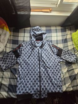Men’s GG-Style Monogram 2-Piece Tracksuit Hoodie & Pants – Size Large