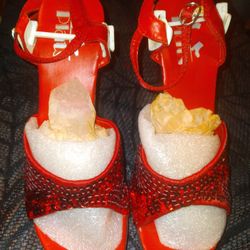 Dorothy Wizard Of Oz Ruby Red Stilettos Heels Shoes Size 5