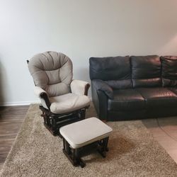 Couch Gluiding Rocking Chair With Foot Ottoman. 