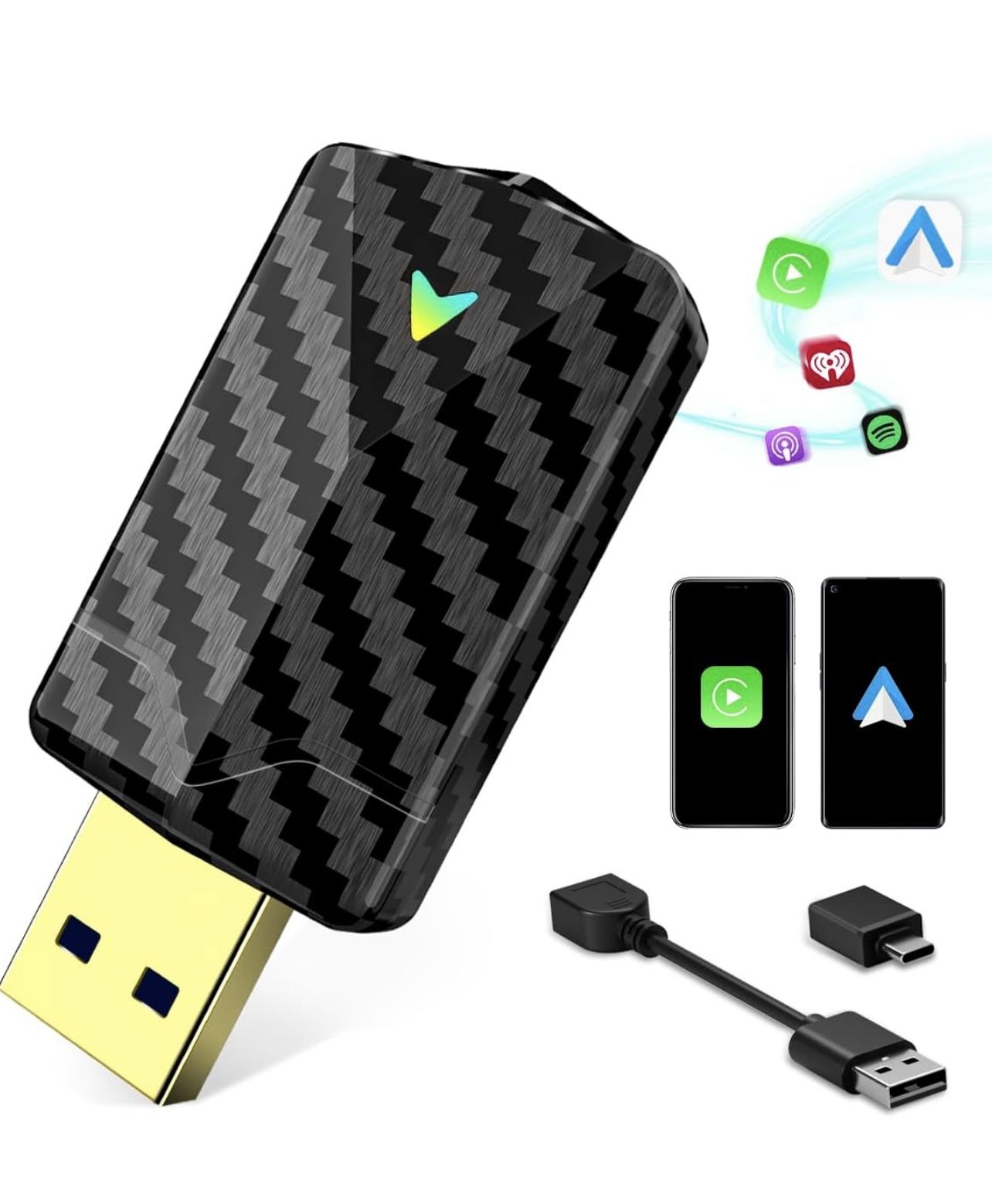 Mini Wireless Carplay Adapter with Fast Stable 5Ghz WiFi Bluetooth Connection,brand New