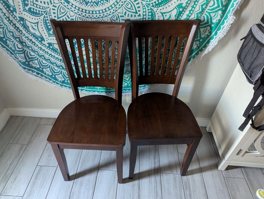 2 wooden chairs