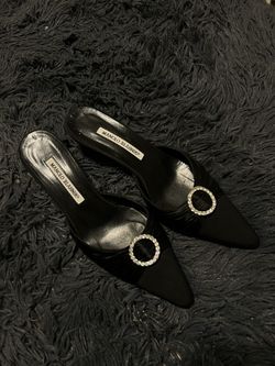 Manolo Blahnik Crystal Embellishments Mules